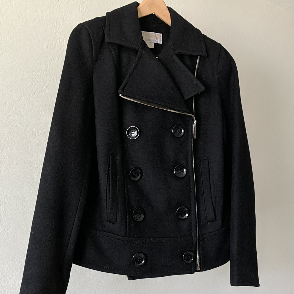 Michael Kors black wool peacoat